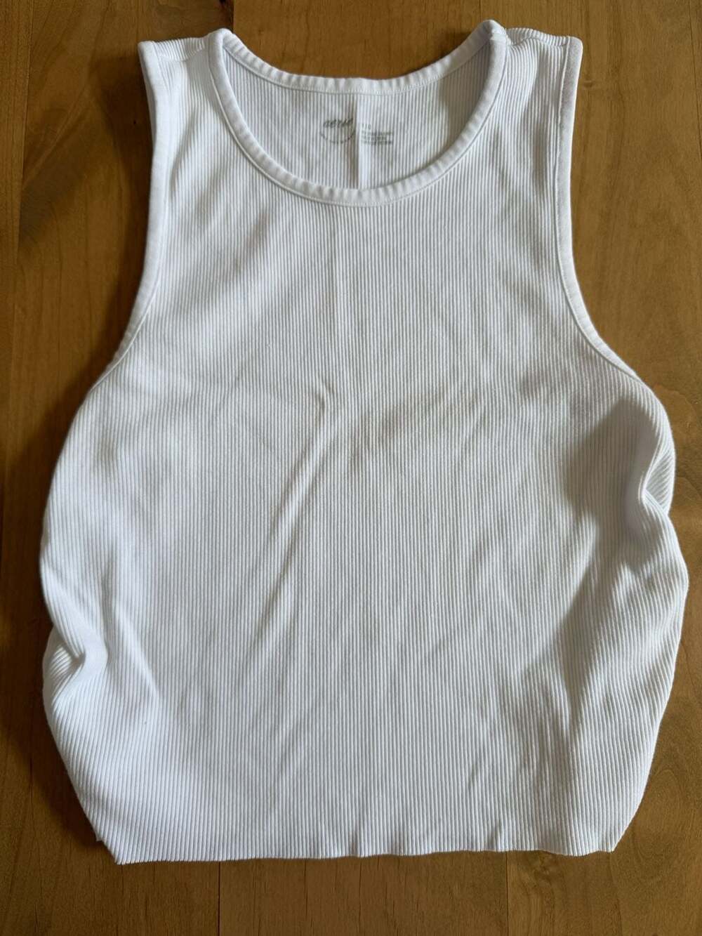 Aerie Ribbed Tank Top Size L/G White Crewneck Sleeveless